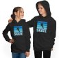 Preview: Skater Hoodie Kids Hooded Sweater - Jumping Skater on Blue Background i549